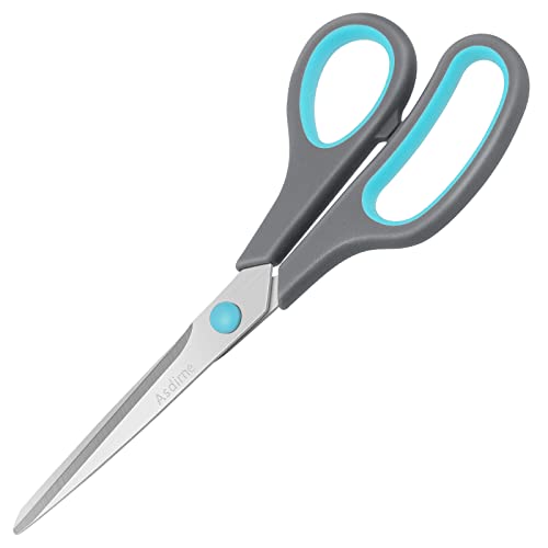 Asdirne 8.5" Scissors, Stainless Steel Blades, Soft Grip Handle, Suitable for Households,Offices and Schools, All Purpose, Blue/Grey - Image 1