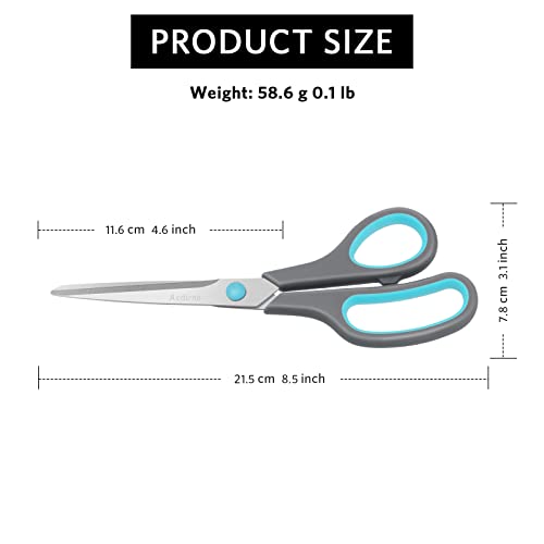 Asdirne 8.5" Scissors, Stainless Steel Blades, Soft Grip Handle, Suitable for Households,Offices and Schools, All Purpose, Blue/Grey - Image 5