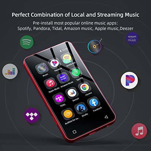 innioasis MP3 Player with Bluetooth and WiFi,MP3 Player with Spotify,Spotify Kids,Audible,Pandora,Amazon Music,4" Music Player MP4 Up to 1TB(80GB,Red_Black) - Image 2