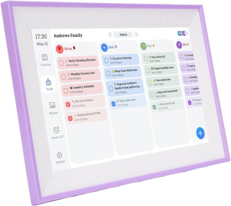 تقويم رقمي ذكي YWBL-WH بحجم 10.1 بوصة، شاشة تعمل باللمس LCD، مخطط عائلي مع تزامن عبر الواي فاي للاستخدام المنزلي والمكتبي - Image 1