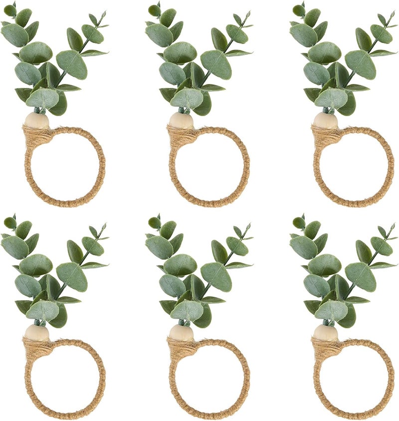 APTWOW Napkin Rings Set of 6, Christmas Napkin Rings, Wood Bead Farmhouse Napkins Rings for Weddings Christmas Party and Easter Table Decoration - Image 1