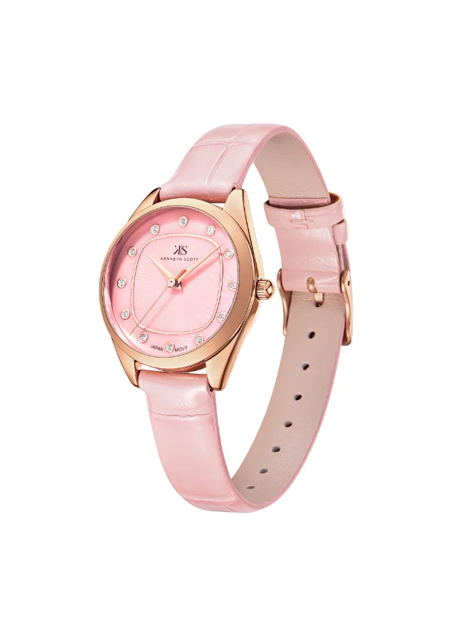 كينيث سكوت Women's Watch, Analog Display and Polyurethane Strap - K24508-RLPP, Pink