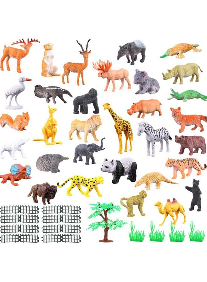 TJMR 53-Piece Mini Jungle Animals Toys Set 1.9X9.7X4.3inch - Image 1