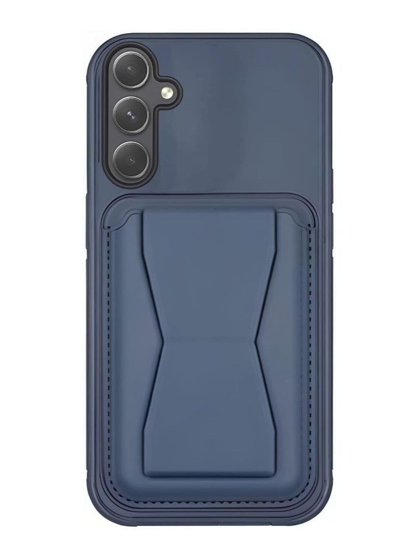 Leather Case Compatible for Samsung Galaxy A16 Shockproof Leather Back Card Storage & case built-in Stand PU leather for a stylish look, comfortable grip (Blue)
