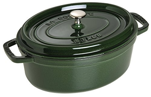 STAUB Cast Iron Roaster/Cocotte, Oval 31 cm, 5.5 L, Basil/Green - Image 1