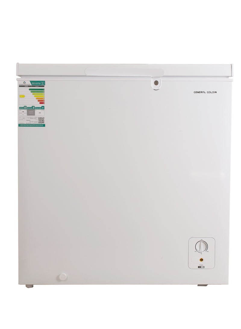جنرال جولدن فريزر سطحي جنرال جولدين 198 لتر 6.9 قدم مكعب، ضاغط عالي الجودة بدون ضوضاء، سعة قصوى، سهلة النقل، لون أبيض - Image 1