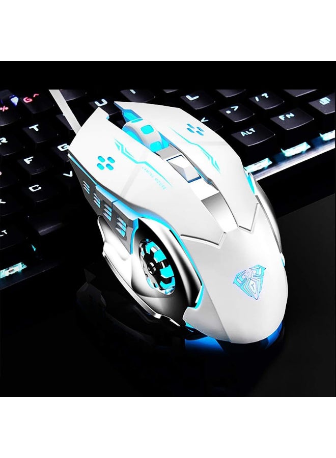 AULA S20 3200 Dpi LED Macro Gaming Mouse - White - Image 3