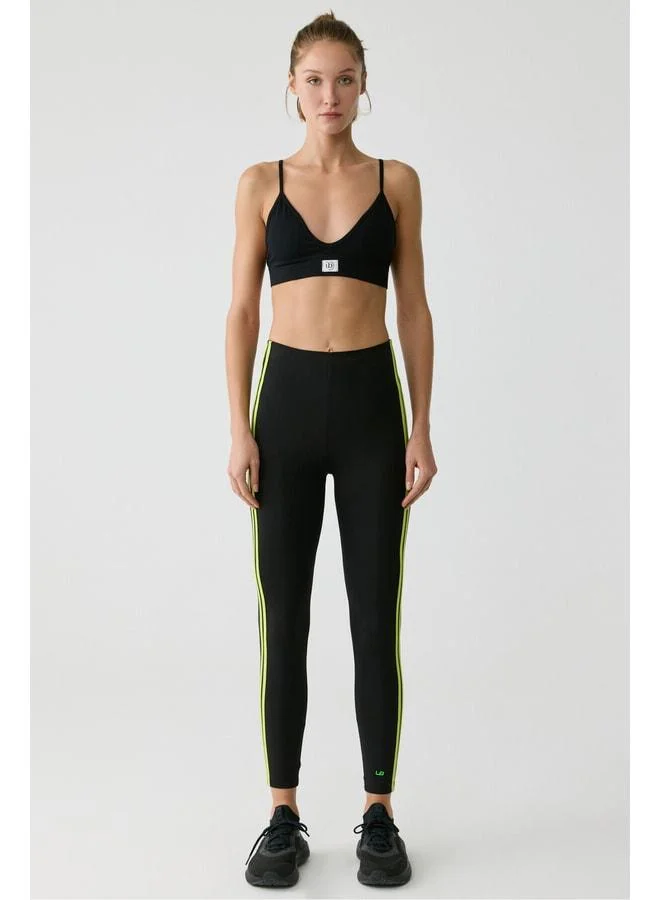 Lolita Women's Side-Striped Piped Super-Soft Black Leggings.