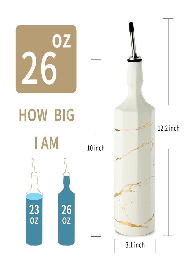 Howise Ceramic Olive Oil Dispenser Bottle, White Oil Dispenser Bottle for Kitchen, Large Capacity 26oz Oil and Vinegar Bottles Dispenser - Image 4