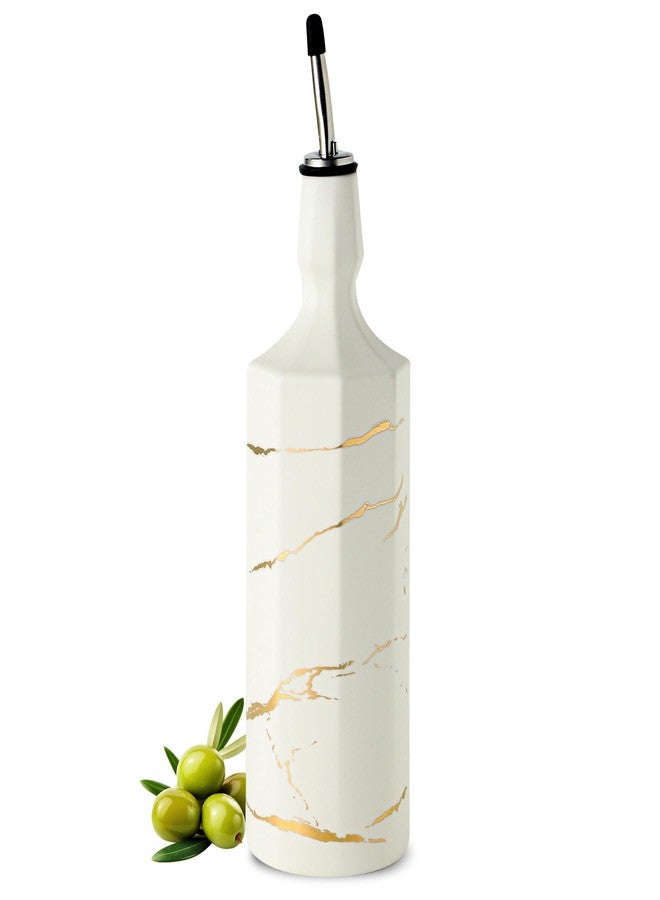 Howise Ceramic Olive Oil Dispenser Bottle, White Oil Dispenser Bottle for Kitchen, Large Capacity 26oz Oil and Vinegar Bottles Dispenser - Image 1