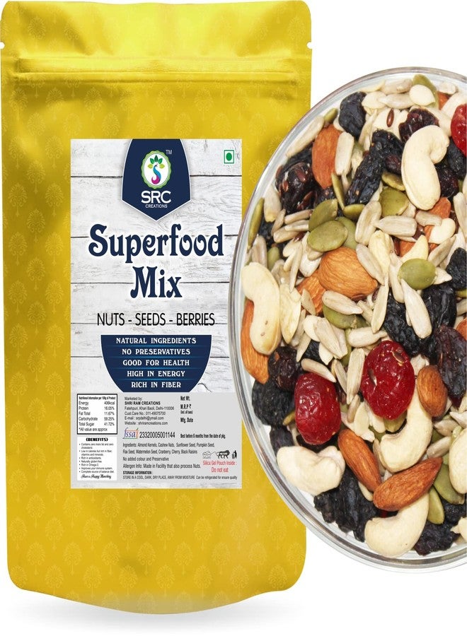 SRC CREATIONS Superfood Mix | Nuts-Seeds-Berries Mixture | Ready to eat | Breakfast Food today's daily need (500g) - Image 1