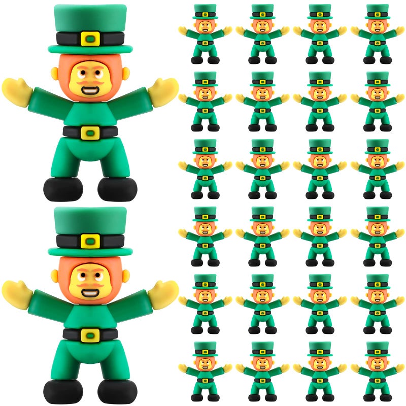 Hanaive 24 Pcs St Patricks Day Leprechaun Figurine Mini Leprechaun Toys PVC Miniature Irish Figurines Green Decor for St Patricks Day Party Hide and Seek Garden Table Decorations, 2.4 x 2.4 Inche - Image 1
