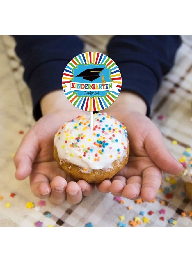 KITMOUS Kindergarten Graduation Cupcake Toppers - 24pcs (6 Shapes) - Silver Metallic - Perfect for 2024 Graduation Parties - Image 2