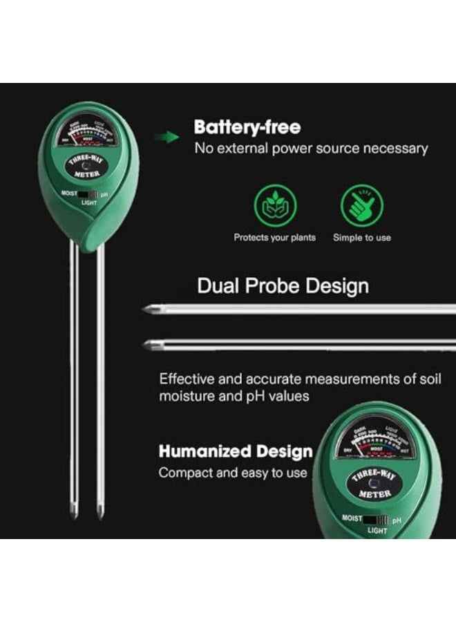 جويز جهاز اختبار التربة Joyzzz، مقياس رطوبة التربة 3 في 1 مع ضوء واختبار pH، هيدروغراف للنباتات indoor و outdoor مع مجس مزدوج، أداة اختبار التربة ومستشعر الرطوبة للمنزل والحديقة والعشب والمزرعة - Image 5