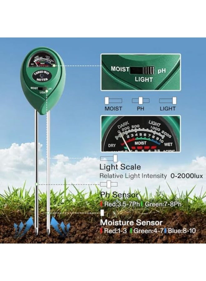 جويز جهاز اختبار التربة Joyzzz، مقياس رطوبة التربة 3 في 1 مع ضوء واختبار pH، هيدروغراف للنباتات indoor و outdoor مع مجس مزدوج، أداة اختبار التربة ومستشعر الرطوبة للمنزل والحديقة والعشب والمزرعة - Image 2