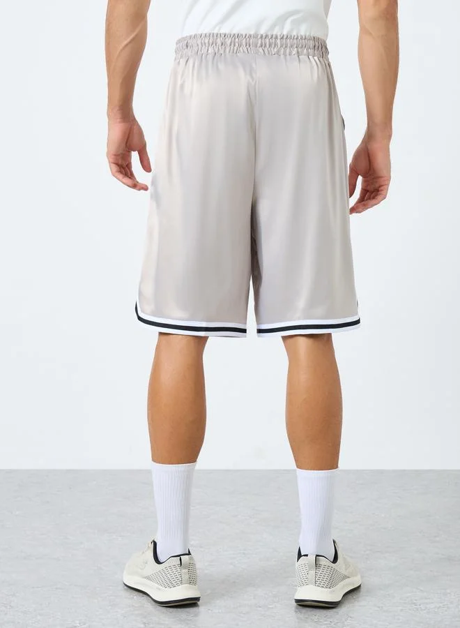 Styli Styli Basketball Woven Shorts with Tape Hem Detail
