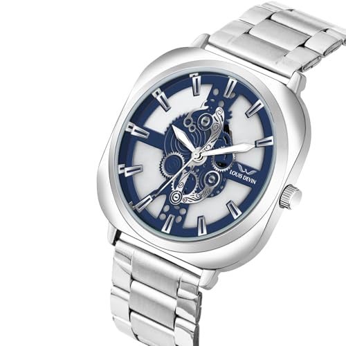 LOUIS DEVIN Stainless Steel Chain Analog Wrist Watch for Men (Blue Dial) | LD-G081-BLU-CH - Image 4