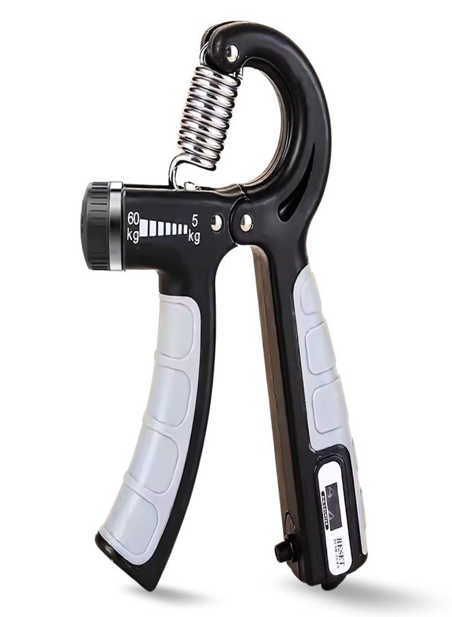 LEAFED Hand Grip Adjustable with Digital Counter - High Quality Hand Gripper for Men & Women | Forearm, Wrist & Finger Exerciser | Power Grip Trainer for Gym & Home Workout | Hand Strengthener Equipment (Black & Grey) - Image 1