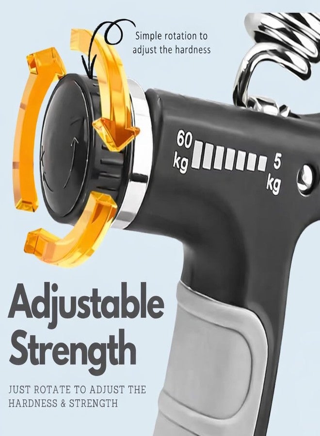 LEAFED Hand Grip Adjustable with Digital Counter - High Quality Hand Gripper for Men & Women | Forearm, Wrist & Finger Exerciser | Power Grip Trainer for Gym & Home Workout | Hand Strengthener Equipment (Black & Grey) - Image 2