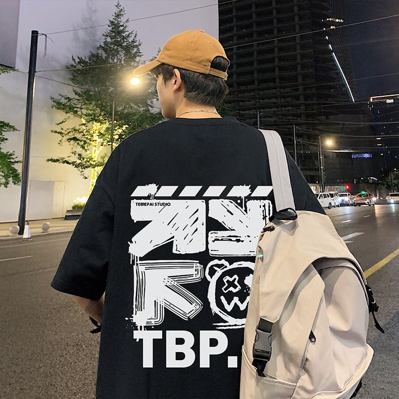 Pure Cotton Short-Sleeved T-Shirt Boys 2023 New Summer Couple Dress Printed T-Shirt Top Loose Trendy Half-Sleeved Tee - Image 1