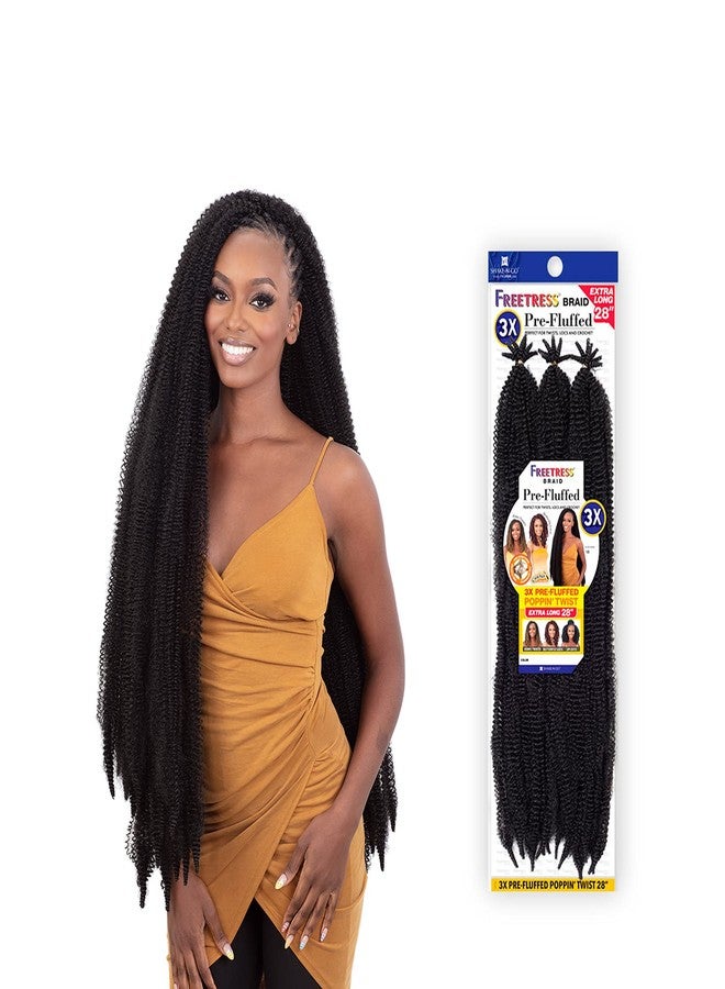 FreeTress Braids FreeTress Crochet Braids 3X Pre-Fluffed Poppin Twist 28" (1-pack, 4) - Image 2