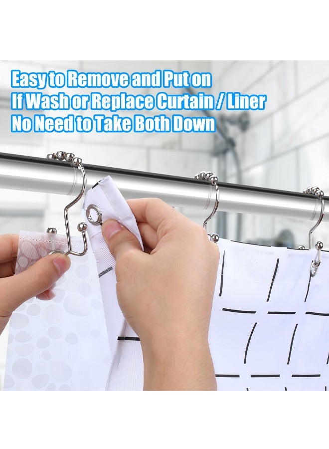 6 قطع من خطافات ستائر الحمام، خطافات ستائر الحمام ذات الوجهين مقاومة للصدأ، خطافات دش من الفولاذ المقاوم للصدأ لكل من الستارة والبطانة - Image 4