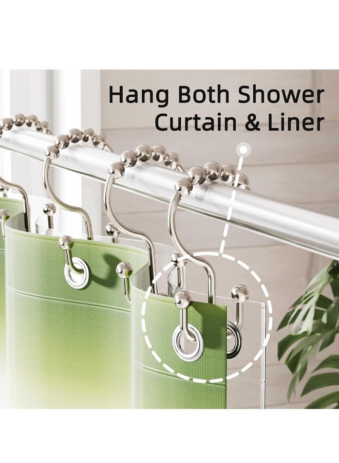 6 قطع من خطافات ستائر الحمام، خطافات ستائر الحمام ذات الوجهين مقاومة للصدأ، خطافات دش من الفولاذ المقاوم للصدأ لكل من الستارة والبطانة - Image 3