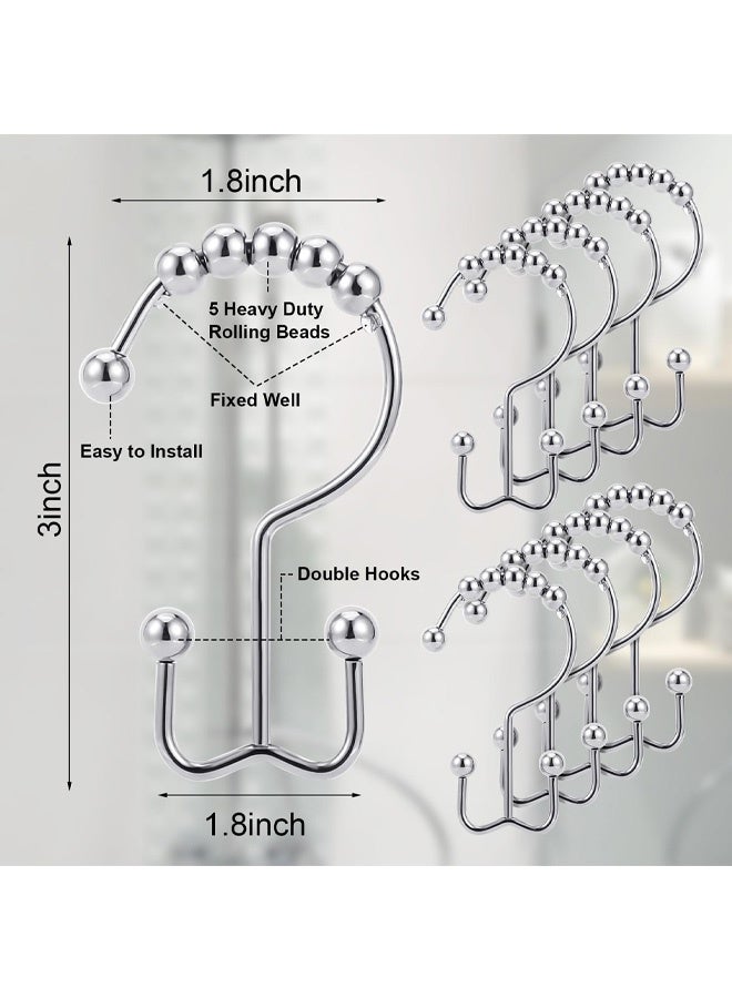 6 قطع من خطافات ستائر الحمام، خطافات ستائر الحمام ذات الوجهين مقاومة للصدأ، خطافات دش من الفولاذ المقاوم للصدأ لكل من الستارة والبطانة - Image 2