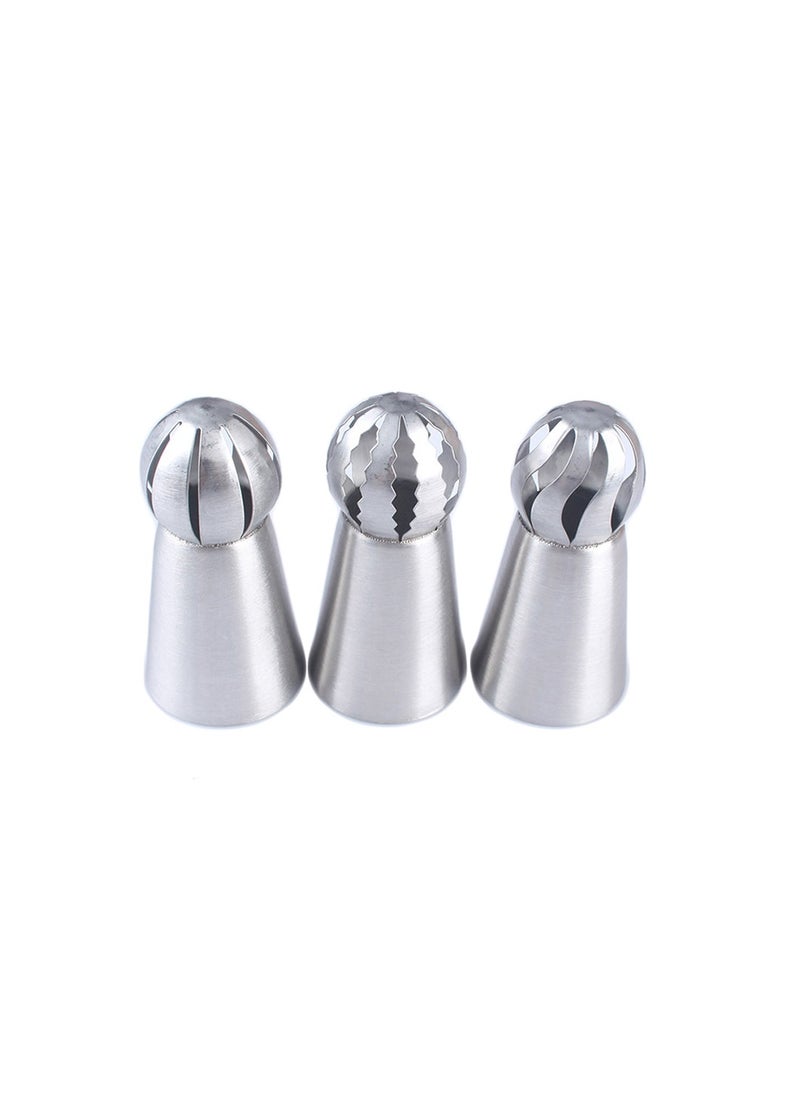 Generic Cake Icing Nozzles Stainless Steel Ball Buttercream Icing Piping Nozzles Cake Decorating Tool, Set of 3  - Image 1