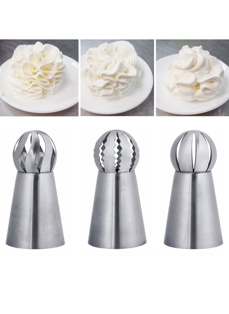 Generic Cake Icing Nozzles Stainless Steel Ball Buttercream Icing Piping Nozzles Cake Decorating Tool, Set of 3  - Image 3