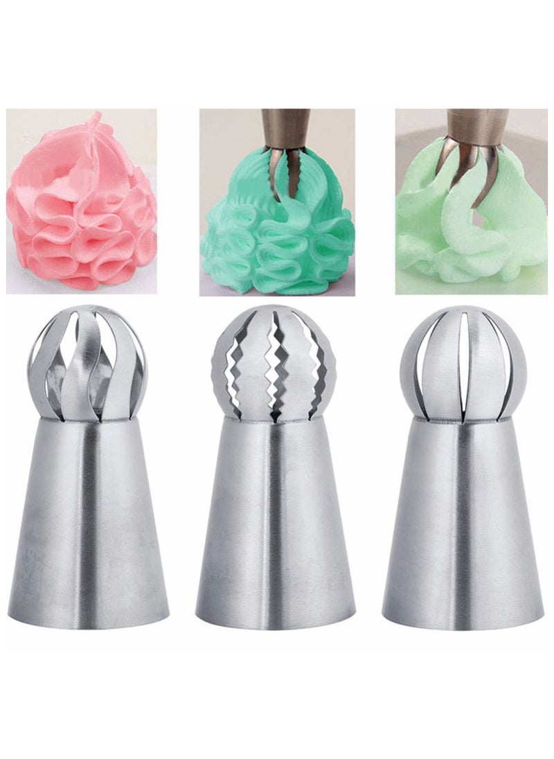 Generic Cake Icing Nozzles Stainless Steel Ball Buttercream Icing Piping Nozzles Cake Decorating Tool, Set of 3  - Image 4
