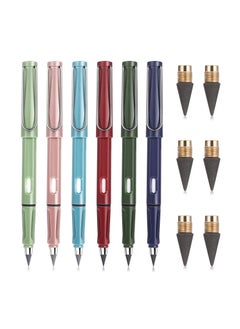 6 Sets Inkless Magic Pencil, Unlimited Writing Pencil, Everlasting Pencil Eternal, with Eraser Tree-Friendly Forever Pencil, for Writing Drawing with Extra 6 Eraser & 6 Replaceable Nibs
