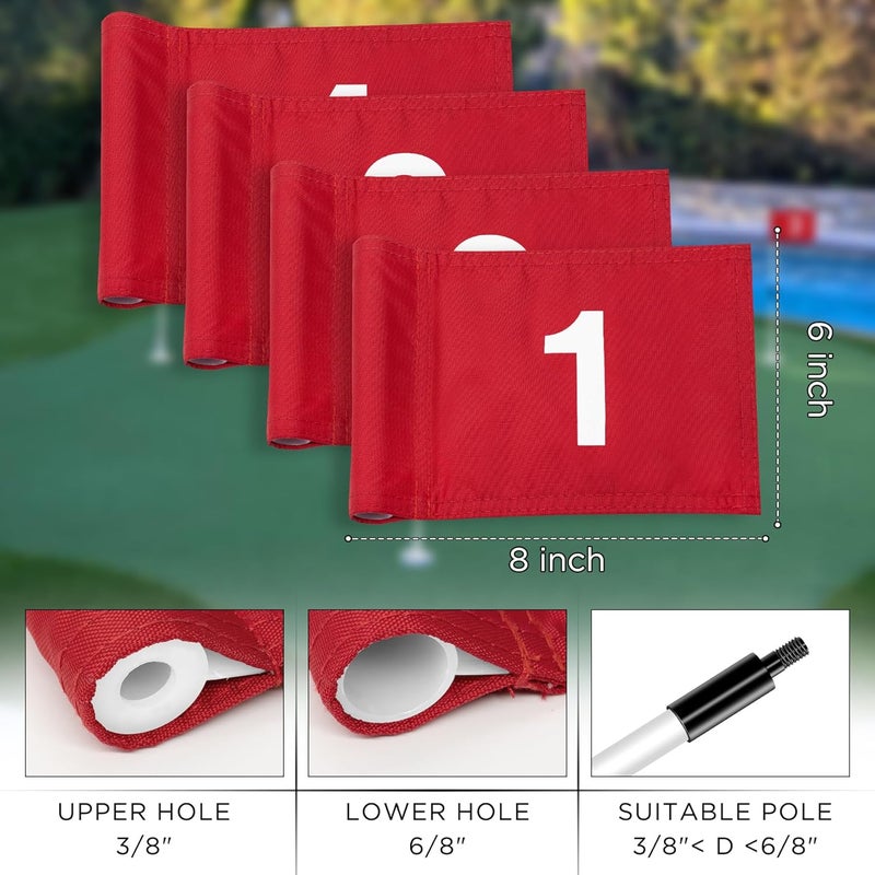 KINGTOP Numbered Golf Flag All 8x6 Inch – Upgraded Dual-Layer 420D Nylon, Double Sided Printing, Tube Inserted – Mini Practice Putting Green Flags for Yard - Image 3