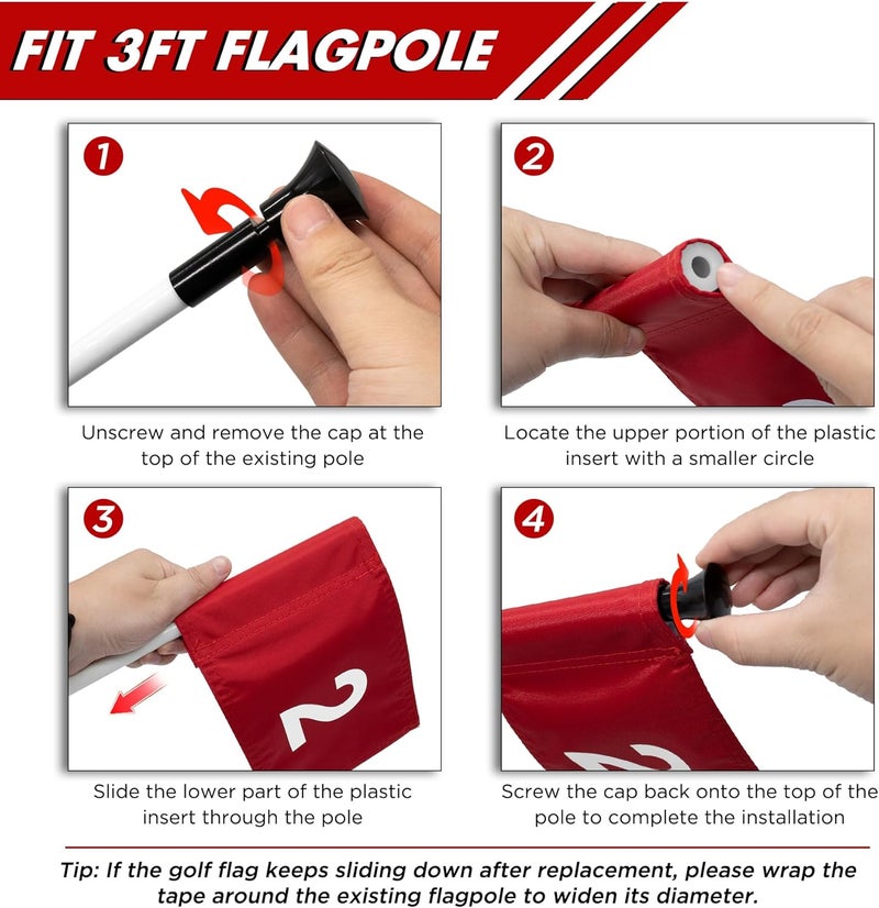 KINGTOP Numbered Golf Flag All 8x6 Inch – Upgraded Dual-Layer 420D Nylon, Double Sided Printing, Tube Inserted – Mini Practice Putting Green Flags for Yard - Image 4