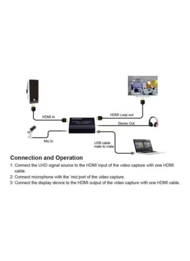 جاجيك Multimedia Interface Audio Video Capture Card – High-Definition 4K HDMI & USB Input – Plug & Play Video Recording for PC, Laptop, and Gaming Consoles – Supports Live Streaming, Online Classes, Video Conferencing & Content Creation – Compatible with Windows & Mac  - Image 3