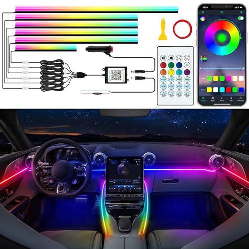 Jushope Car LED Strip Lights Interior Acrylic LED Lights for Car with Dynamic Rainbow Dream Color Chasing Ambient Lighting Kits Music Sync 6 in 14 295433145 inches - Image 1