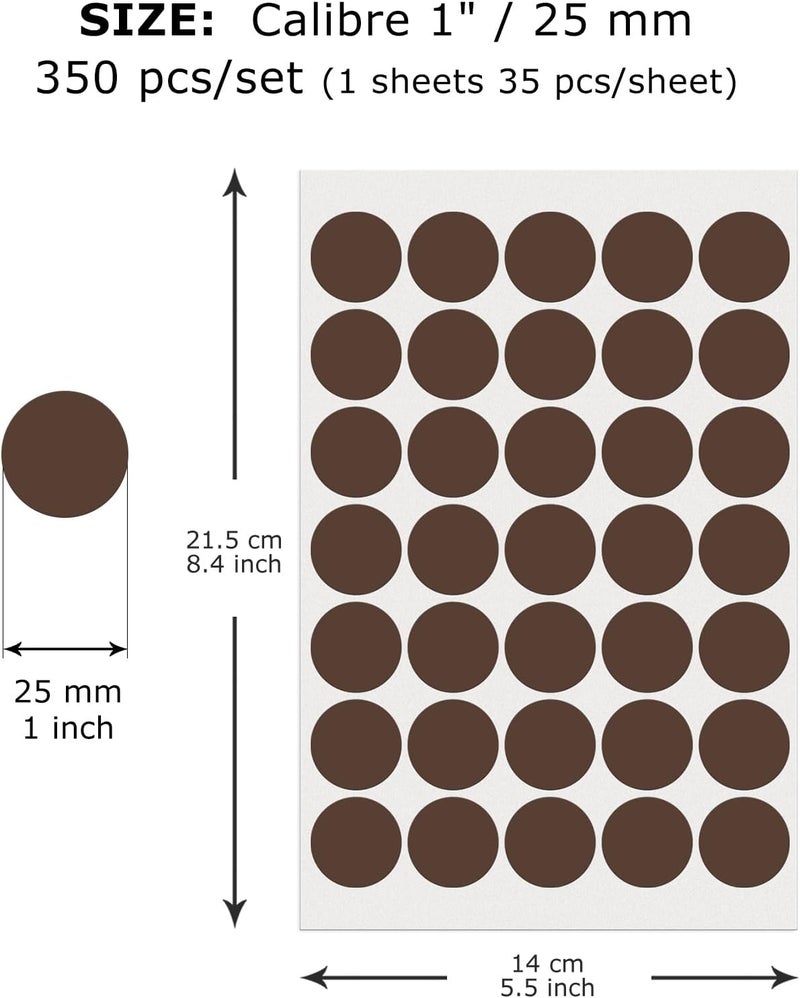 FINDAT Brown Round Stickers 1 Inch Vinyl Dot Stickers Self-Adhesive Removable Color Coding Labels Waterproof Circle Price Tag for Office Classroom Inventory Organizing 350 PCS - Image 2