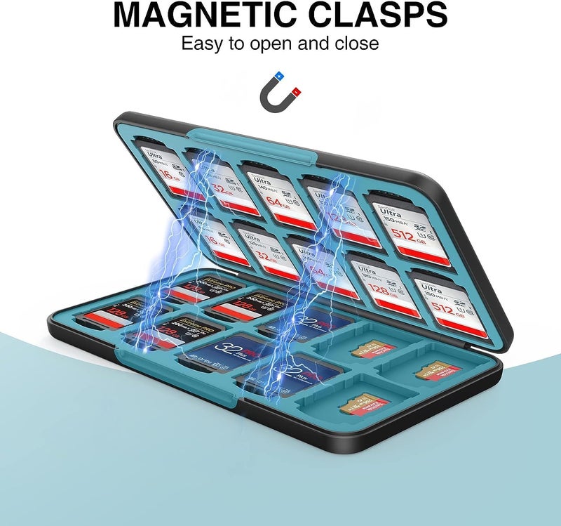 HEIYING SD Card Holder for SD/TF Cards,Portable Memory Card Storage Case Compatible with 20 SDXC SDHC and 20 TF Cards Slots - Image 3