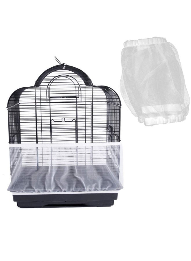 Bird Cage Cover, Adjustable Net Skirt Netting for Polygonal Parrots Pachyderms and Other Gauze Cover Stretch Shell Guard,White - Image 1