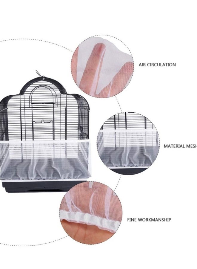 Bird Cage Cover, Adjustable Net Skirt Netting for Polygonal Parrots Pachyderms and Other Gauze Cover Stretch Shell Guard,White - Image 4