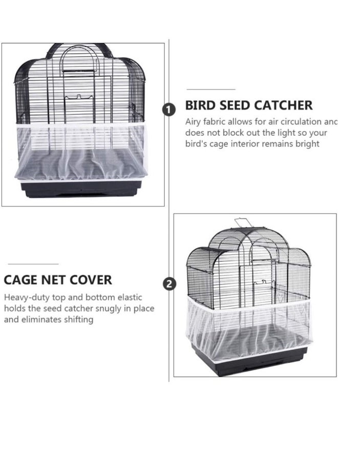 Bird Cage Cover, Adjustable Net Skirt Netting for Polygonal Parrots Pachyderms and Other Gauze Cover Stretch Shell Guard,White - Image 3