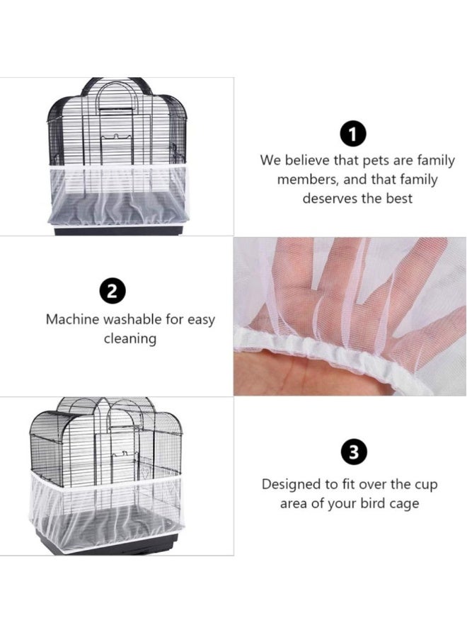 Bird Cage Cover, Adjustable Net Skirt Netting for Polygonal Parrots Pachyderms and Other Gauze Cover Stretch Shell Guard,White - Image 2