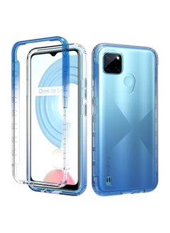Case Cover For Realme C21Y Shockproof High Transparency Two-color Gradual Change PC+TPU Candy Colors Phone Protective Case Blue