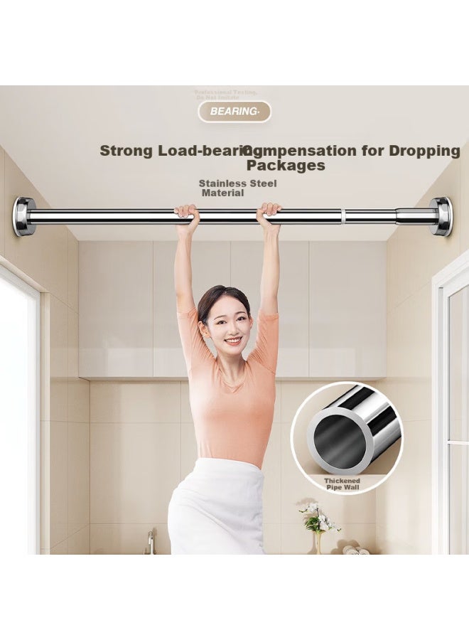 Weilaishi Retractable Rod Clothes Drying Rack, No Drilling Required Wardrobe Support Rod, Bathroom Nail-free Support Frame For Hanging Shower Curtains, 150-220 - Image 2