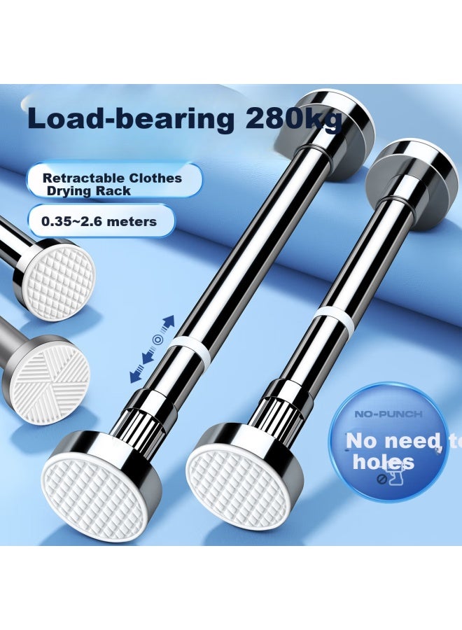 Weilaishi Retractable Rod Clothes Drying Rack, No Drilling Required Wardrobe Support Rod, Bathroom Nail-free Support Frame For Hanging Shower Curtains, 150-220 - Image 1