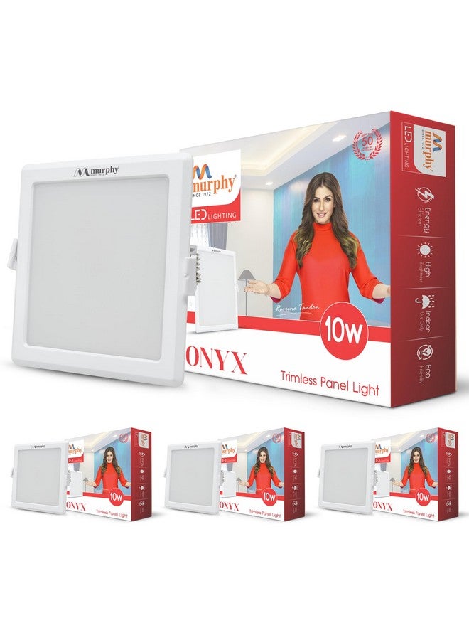 Murphy Trimless Square LED Panel Light - 10W Cool White | Glare-Free, Recessed Ceiling Downlight for Home & Commercial - Pack of 4 - Image 1