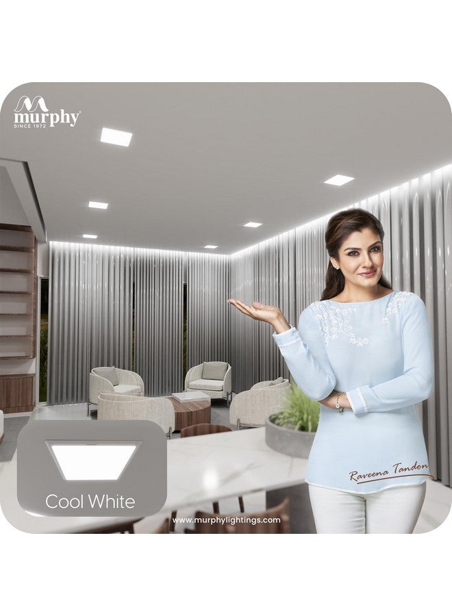 Murphy Trimless Square LED Panel Light - 10W Cool White | Glare-Free, Recessed Ceiling Downlight for Home & Commercial - Pack of 4 - Image 5