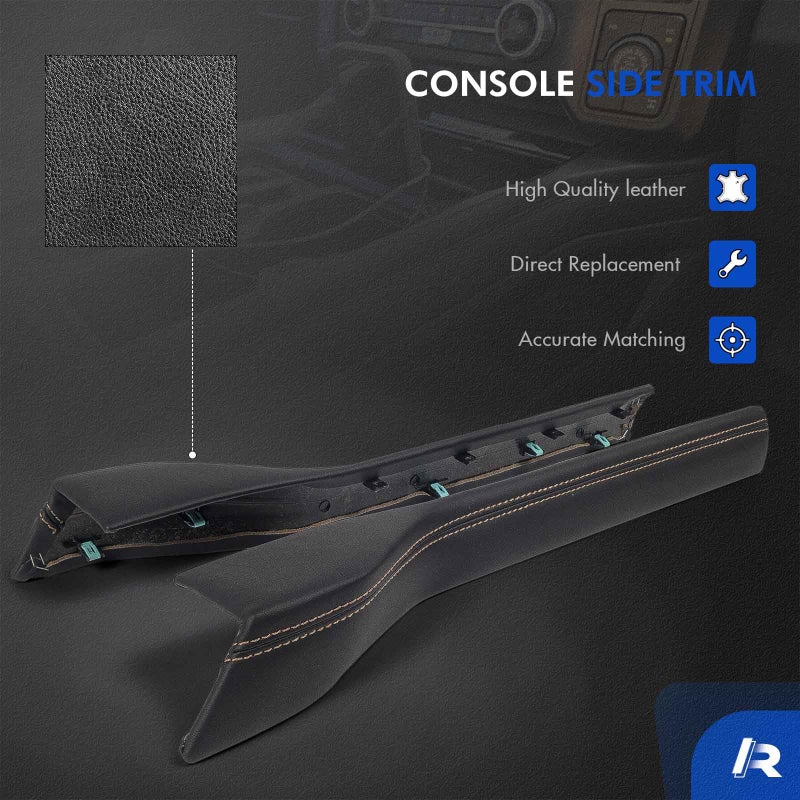 RHAOCZIYAUTO Front Floor Center Console Padded Black Leather Trim Panel Fit for Ford F250 F350 Super Duty 2023 2024 2025, Replace# PC3Z-2604609-CB PC3Z-2604608-CB PC3Z2604609CB PC3Z2604608CB - Image 3