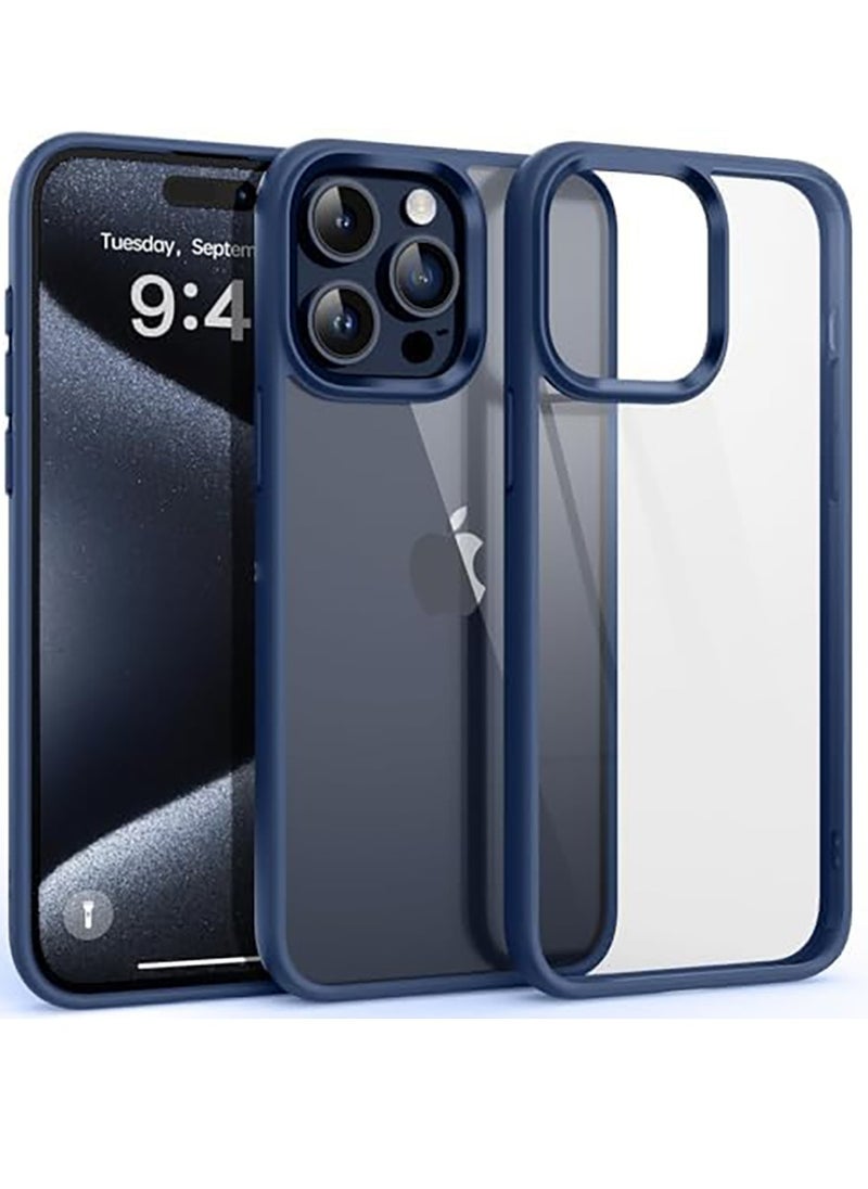 Generic - Iphone 15 Pro Max Magic Mask Case - Full Protection, Clear Back, Smooth Buttons - Blue - Image 1