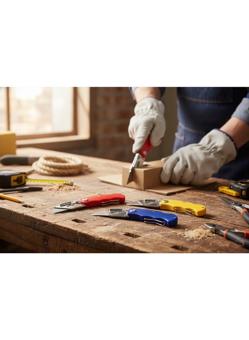 Random Color Utility Knife – Retractable Sharp Hook Cutter for Plastic, Acrylic, Cardboard, and Cable – Durable Carbon Steel Blade & Ergonomic Handle for Home, Office, and DIY Use - Image 2